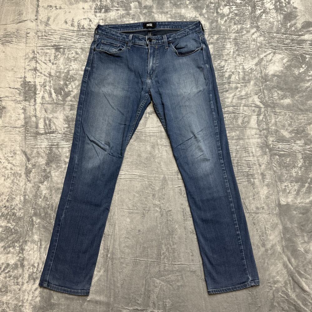 PAIGE Men's Straight Jeans - Medium Blue Wash
